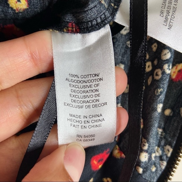 Rachel Roy Cottagecore Prairie Dress Black Red Yellow Rope Waist Size 0 - Picture 4 of 9